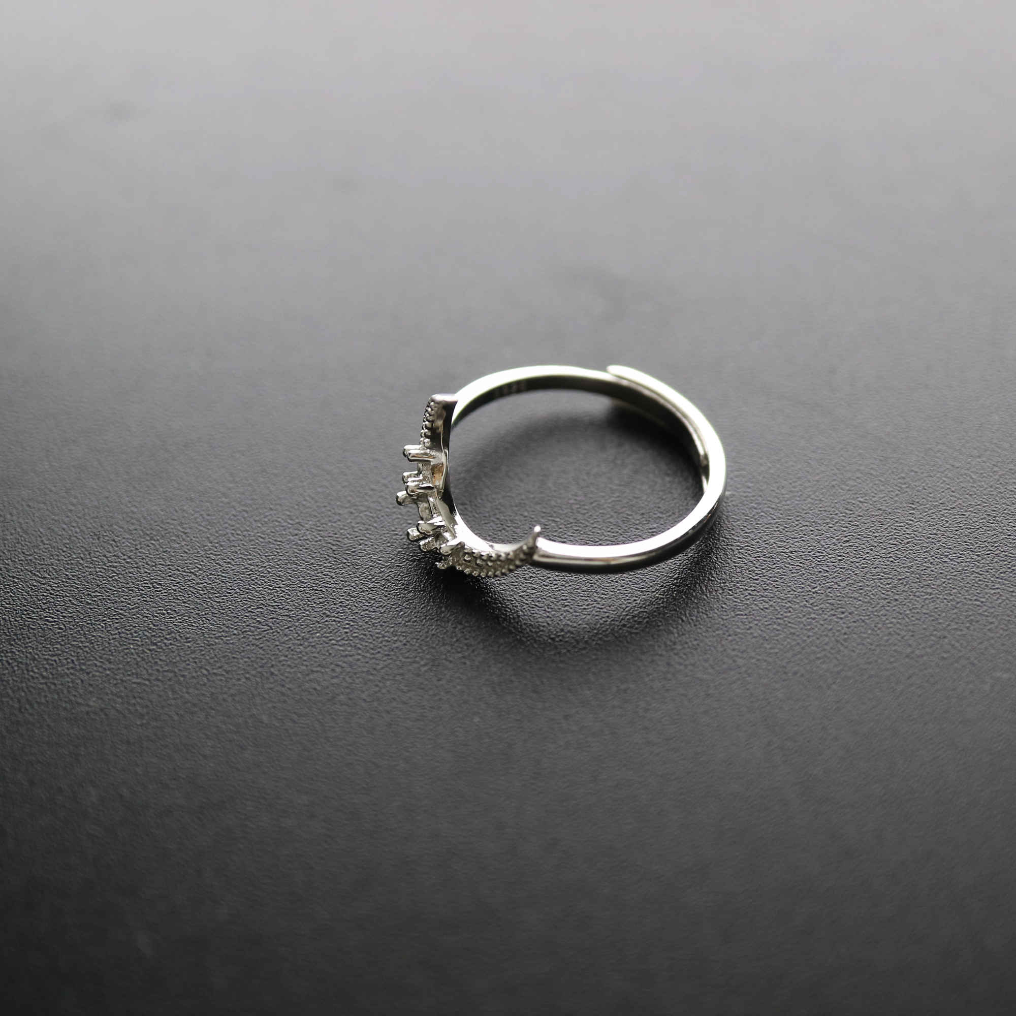 1Pcs 3MM Middle 2MM Two Sides Bezel Round Simple Rose Gold Silver Gemstone Cz Stone Prong Bezel Solid 925 Sterling Silver Adjustable Ring Settings Moon 1214035 - Click Image to Close